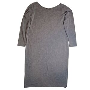 Miik Gray Long Sleeve Midi Sheath Dress - Soft Eco-Knit - Size L